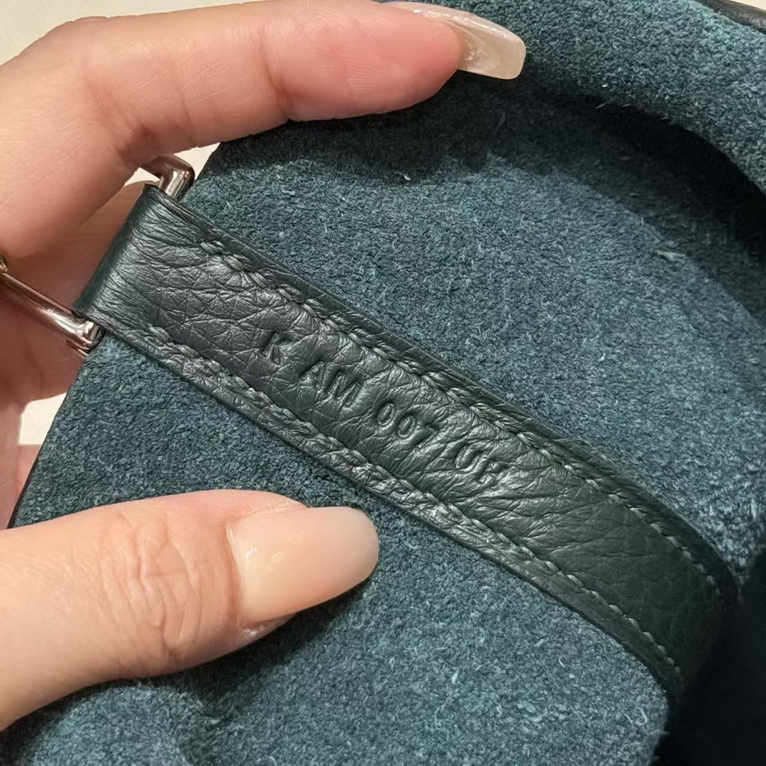 Hermes Picotin Lock 18 CM Bag Handmade In Taurillon Clemence Leather Silver Hardware 60 Vert Cypress - Image 15