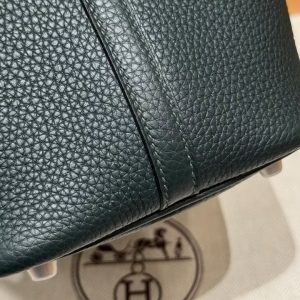 Hermes Picotin Lock 18 CM Bag Handmade In Taurillon Clemence Leather Silver Hardware 60 Vert Cypress - Image 13