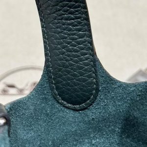 Hermes Picotin Lock 18 CM Bag Handmade In Taurillon Clemence Leather Silver Hardware 60 Vert Cypress - Image 10