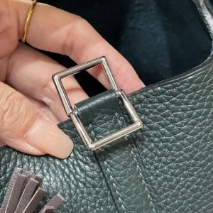 Hermes Picotin Lock 18 CM Bag Handmade In Taurillon Clemence Leather Silver Hardware 60 Vert Cypress - Image 8