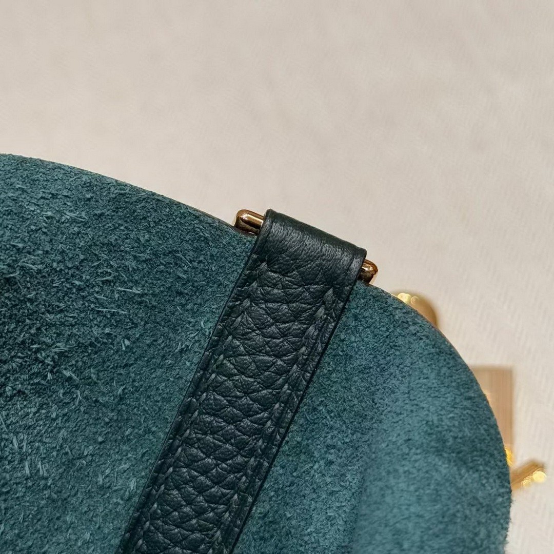 Hermes Picotin Lock 18 CM Bag Handmade In Taurillon Clemence Leather Gold Hardware 67 Vert Fonce - Image 12