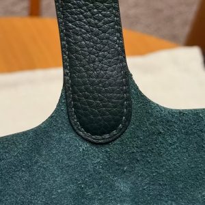 Hermes Picotin Lock 18 CM Bag Handmade In Taurillon Clemence Leather Gold Hardware 67 Vert Fonce - Image 11