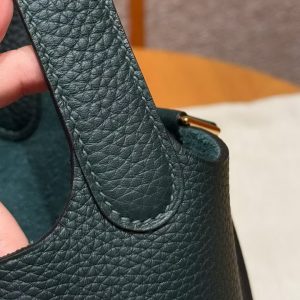 Hermes Picotin Lock 18 CM Bag Handmade In Taurillon Clemence Leather Gold Hardware 67 Vert Fonce - Image 10