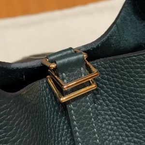 Hermes Picotin Lock 18 CM Bag Handmade In Taurillon Clemence Leather Gold Hardware 67 Vert Fonce - Image 6