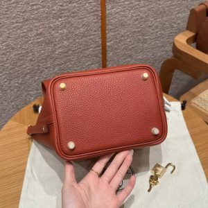 Hermes Picotin Lock 18 CM Bag Handmade In Taurillon Clemence Leather Gold Hardware 6C Cuivre - Image 14