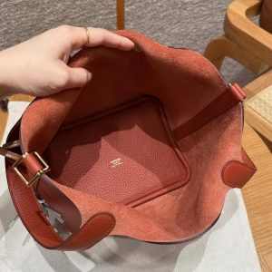 Hermes Picotin Lock 18 CM Bag Handmade In Taurillon Clemence Leather Gold Hardware 6C Cuivre - Image 13