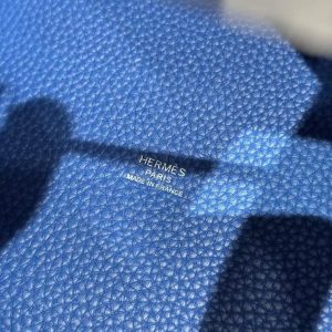 Hermes Picotin Lock 18 CM Bag Handmade In Taurillon Clemence Leather Silver Hardware 71 Bleu France - Image 10