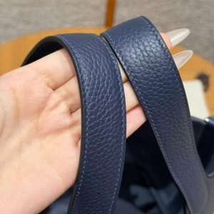 Hermes Picotin Lock 18 CM Bag Handmade In Taurillon Clemence Leather Silver Hardware 73 Blue Saphir - Image 11