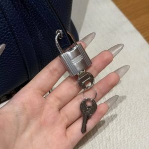 Hermes Picotin Lock 18 CM Bag Handmade In Taurillon Clemence Leather Silver Hardware 73 Blue Saphir - Image 5