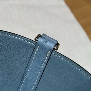 Hermes Picotin Lock 18 CM Bag Handmade In KK Ostrich Leather from South Africa Silver Hardware 75 Blue Jean - Image 12