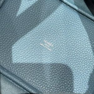 Hermes Picotin Lock 18 CM Bag Handmade In Taurillon Clemence Leather Silver Hardware 75 Blue Jean - Image 13