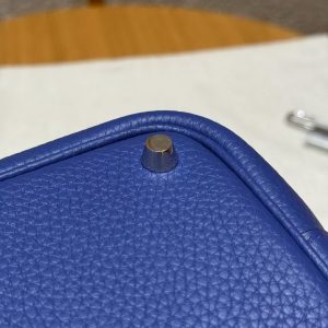 Hermes Picotin Lock 18 CM Bag Handmade In Taurillon Clemence Leather Silver Hardware 7T Blue Electric - Image 13