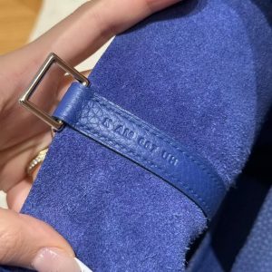 Hermes Picotin Lock 18 CM Bag Handmade In Taurillon Clemence Leather Silver Hardware 7T Blue Electric - Image 8