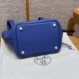Hermes Picotin Lock 18 CM Bag Handmade In Taurillon Clemence Leather Silver Hardware 7T Blue Electric - Image 6