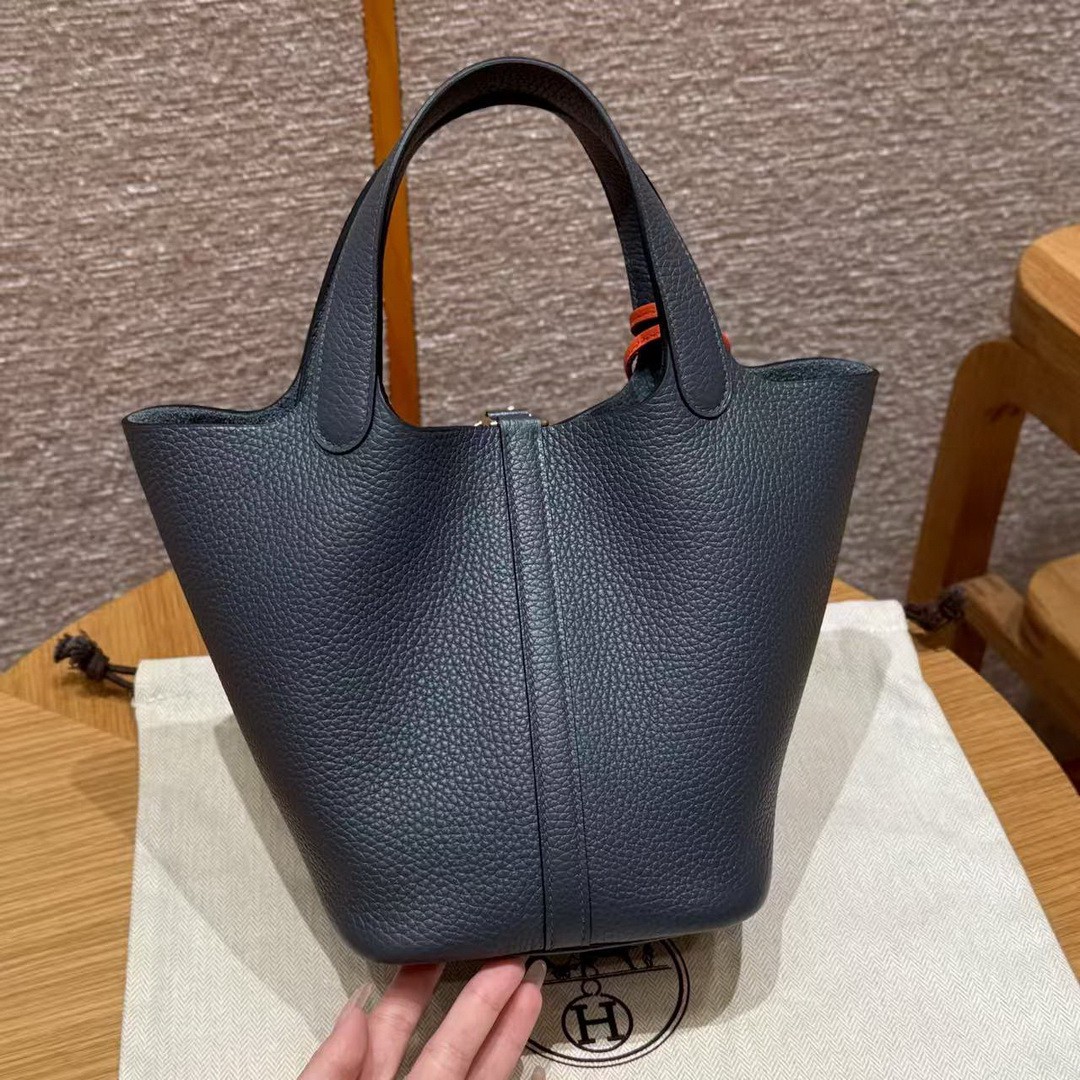 Hermes Picotin Lock 18 CM Bag 85 Ardoise Handmade In Taurillon Clemence Leather Gold Hardware - Image 2
