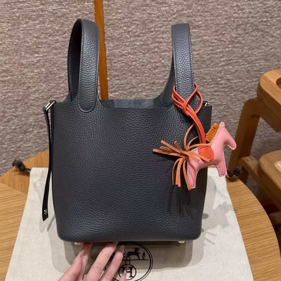 Hermes Picotin Lock 18 CM Bag 85 Ardoise Handmade In Taurillon Clemence Leather Gold Hardware - Image 23