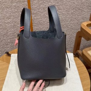 Hermes Picotin Lock 18 CM Bag 85 Ardoise Handmade In Taurillon Clemence Leather Gold Hardware - Image 22