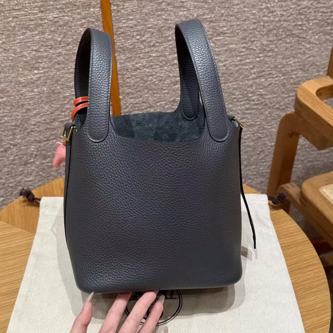 Hermes Picotin Lock 18 CM Bag 85 Ardoise Handmade In Taurillon Clemence Leather Gold Hardware - Image 22