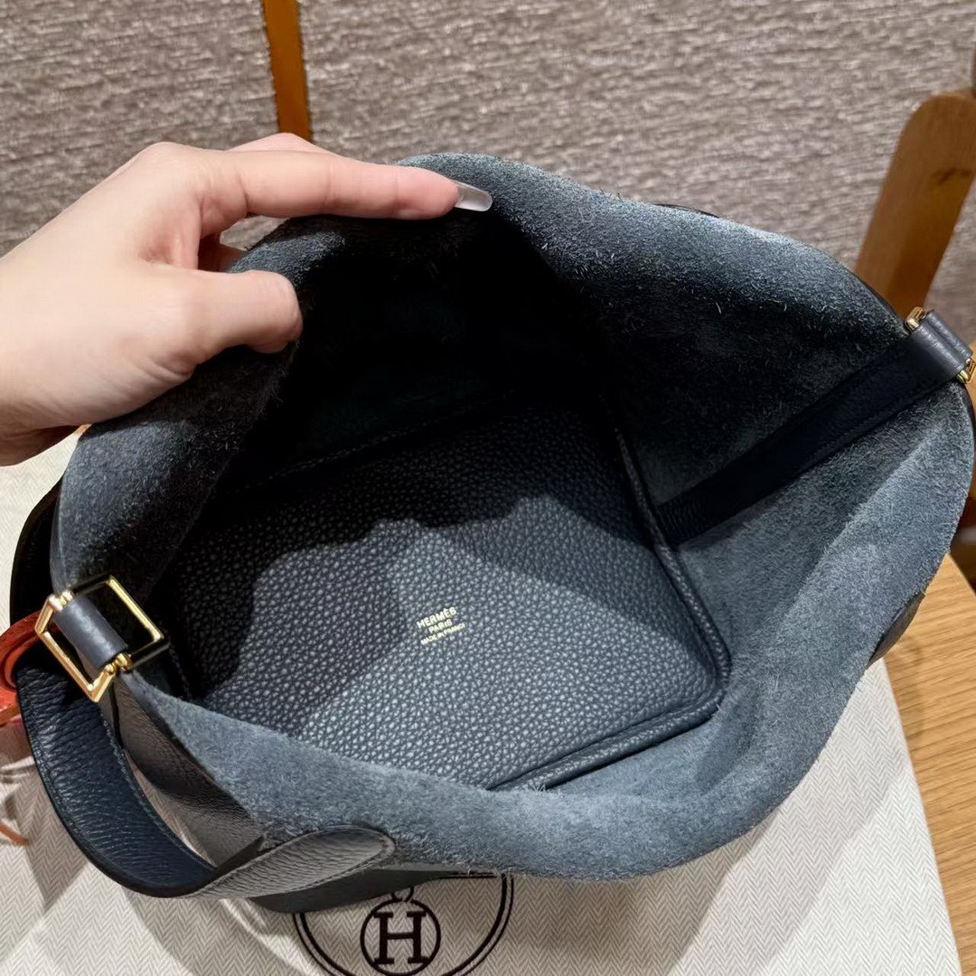 Hermes Picotin Lock 18 CM Bag 85 Ardoise Handmade In Taurillon Clemence Leather Gold Hardware - Image 21