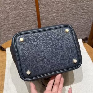 Hermes Picotin Lock 18 CM Bag 85 Ardoise Handmade In Taurillon Clemence Leather Gold Hardware - Image 20