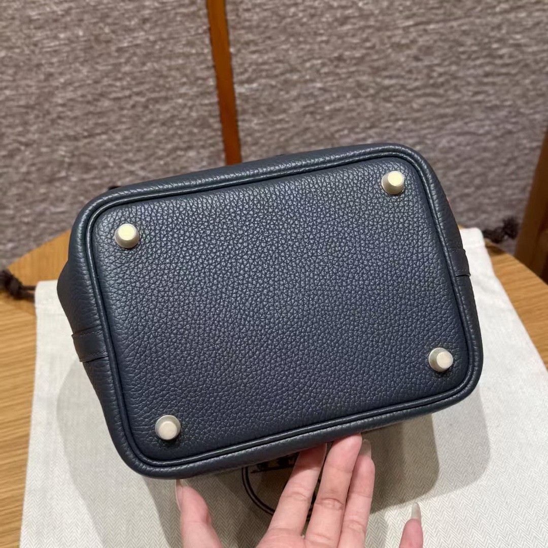 Hermes Picotin Lock 18 CM Bag 85 Ardoise Handmade In Taurillon Clemence Leather Gold Hardware - Image 20