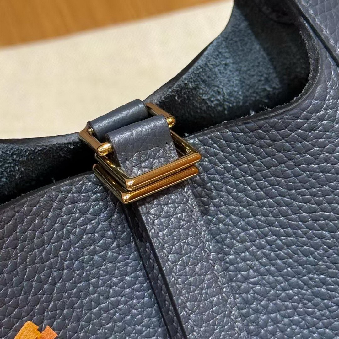 Hermes Picotin Lock 18 CM Bag 85 Ardoise Handmade In Taurillon Clemence Leather Gold Hardware - Image 12