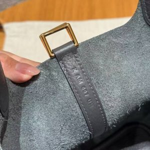 Hermes Picotin Lock 18 CM Bag Handmade In Taurillon Clemence Leather Gold Hardware 88 Graphite - Image 12