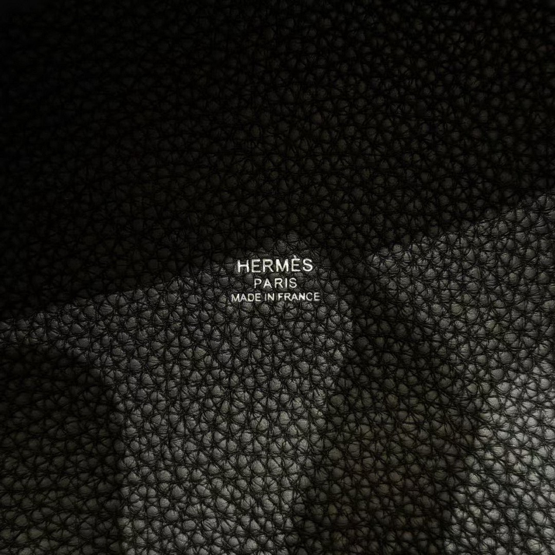 Hermes Picotin Lock 18 CM Bag Handmade In Taurillon Clemence Leather Silver Hardware 89 Noir - Image 12