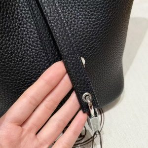 Hermes Picotin Lock 18 CM Bag Handmade In Taurillon Clemence Leather Silver Hardware 89 Noir - Image 10