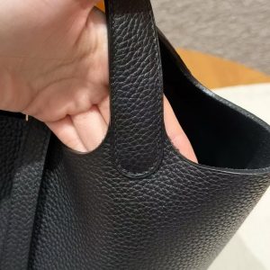 Hermes Picotin Lock 18 CM Bag Handmade In Taurillon Clemence Leather Silver Hardware 89 Noir - Image 8