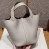 Hermes Picotin Lock 18 CM Bag Handmade In Taurillon Clemence Leather Gold Hardware 8L Beton