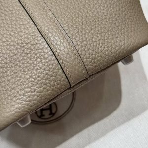 Hermes Picotin Lock 18 CM Bag Handmade In Taurillon Clemence Leather Silver Hardware 8Q Beige Marfa - Image 13
