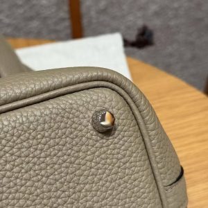 Hermes Picotin Lock 18 CM Bag Handmade In Taurillon Clemence Leather Silver Hardware 8Q Beige Marfa - Image 8