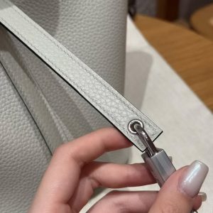 Hermes Picotin Lock 18 CM Bag Handmade In Taurillon Clemence Leather Silver Hardware 8u Blue Giacier - Image 14