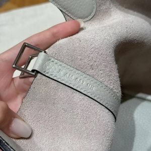 Hermes Picotin Lock 18 CM Bag Handmade In Taurillon Clemence Leather Silver Hardware 8u Blue Giacier - Image 4