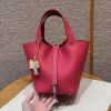 Hermes Picotin Lock 18 CM Bag Handmade In Taurillon Clemence Leather Silver Hardware 90 Framboise