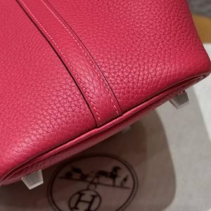 Hermes Picotin Lock 18 CM Bag Handmade In Taurillon Clemence Leather Silver Hardware 90 Framboise - Image 11