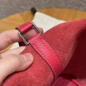 Hermes Picotin Lock 18 CM Bag Handmade In Taurillon Clemence Leather Silver Hardware 90 Framboise - Image 8