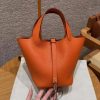 Hermes Picotin Lock 18 CM Bag Handmade In Taurillon Clemence Leather Gold Hardware 93 Orange
