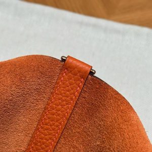 Hermes Picotin Lock 18 CM Bag Handmade In Taurillon Clemence Leather Gold Hardware 93 Orange - Image 9