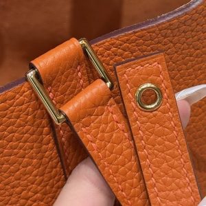 Hermes Picotin Lock 18 CM Bag Handmade In Taurillon Clemence Leather Gold Hardware 93 Orange - Image 8