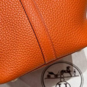 Hermes Picotin Lock 18 CM Bag Handmade In Taurillon Clemence Leather Gold Hardware 93 Orange - Image 3