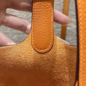Hermes Picotin Lock 18 CM Bag Handmade In Taurillon Clemence Leather Silver Hardware 93 Orange - Image 6