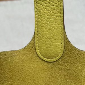 Hermes Picotin Lock 18 CM Bag Handmade In Taurillon Clemence Leather Silver Hardware 9R Lime - Image 11