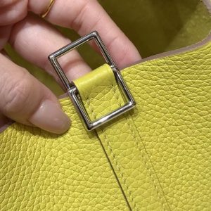 Hermes Picotin Lock 18 CM Bag Handmade In Taurillon Clemence Leather Silver Hardware 9R Lime - Image 9