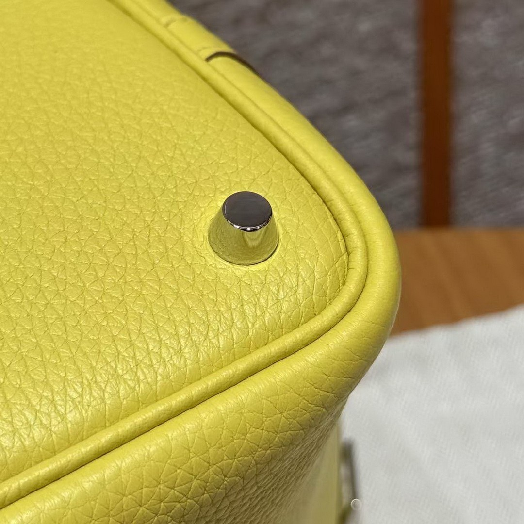 Hermes Picotin Lock 18 CM Bag Handmade In Taurillon Clemence Leather Silver Hardware 9R Lime - Image 7