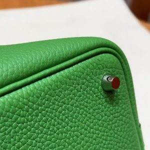 Hermes Picotin Lock 18 CM Bag Handmade In Taurillon Clemence Leather Silver Hardware A8 Vert Yucca - Image 9