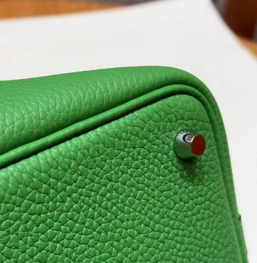 Hermes Picotin Lock 18 CM Bag Handmade In Taurillon Clemence Leather Silver Hardware A8 Vert Yucca - Image 9