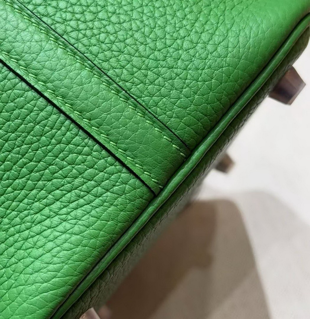 Hermes Picotin Lock 18 CM Bag Handmade In Taurillon Clemence Leather Silver Hardware A8 Vert Yucca - Image 8