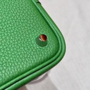 Hermes Picotin Lock 18 CM Bag Handmade In Taurillon Clemence Leather Silver Hardware A8 Vert Yucca - Image 7